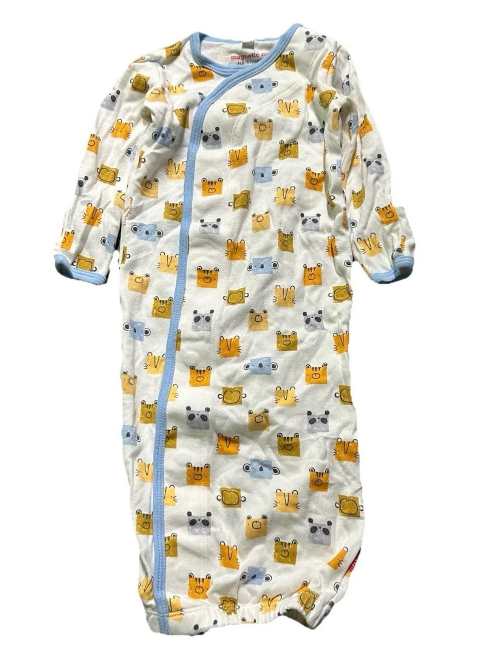Baby Magnetic Me Gown Animals Fold Over Mittens Size 0-3 Months